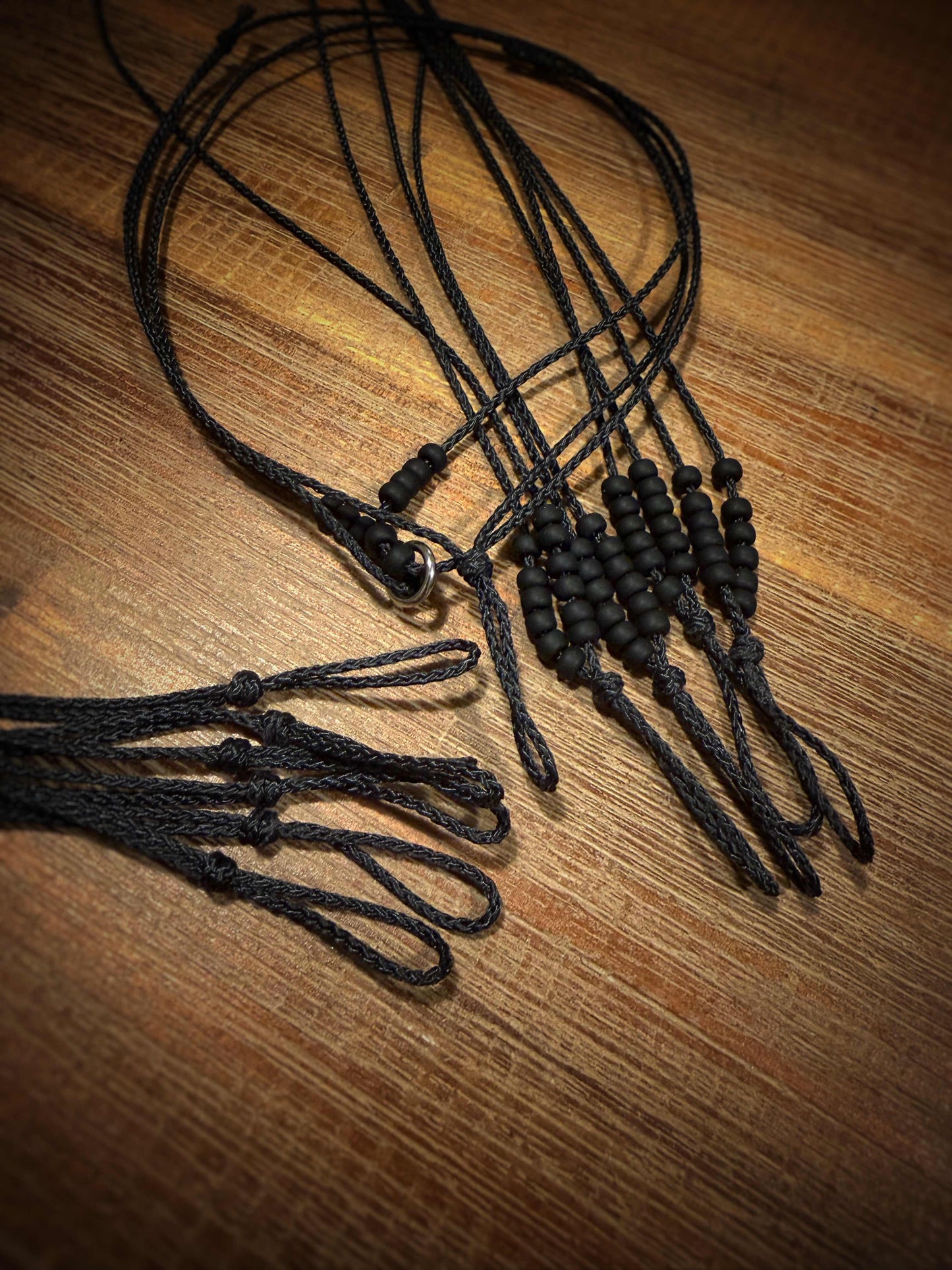 Red Thread Kage Anchovy Lanyard(all Black w/ lumimod black glow lanyard bead