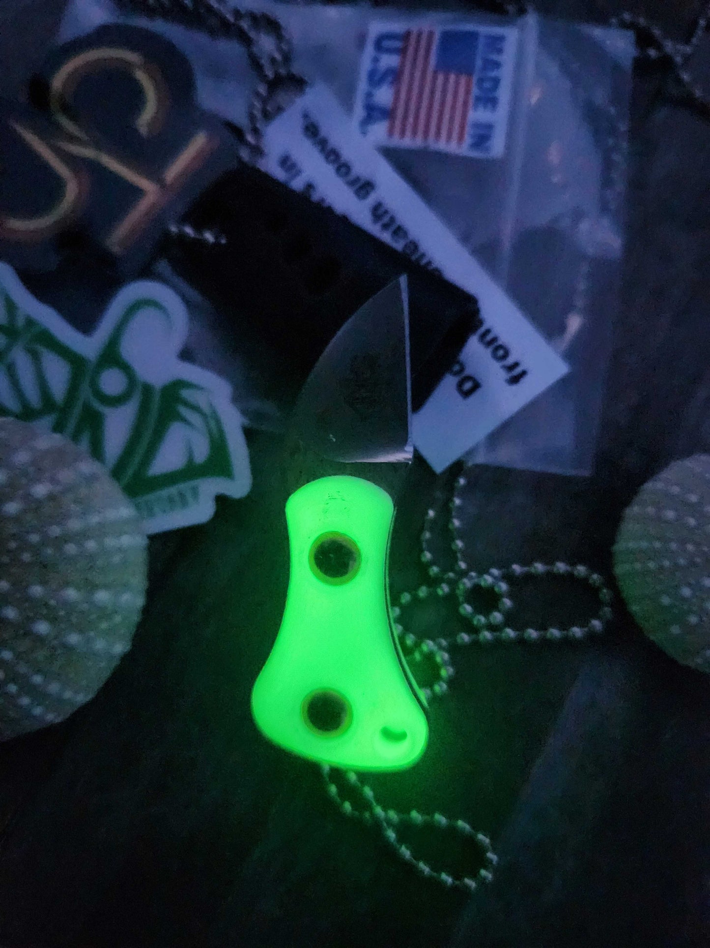 Turner CNC Anchovy - Green glow handle black sheath