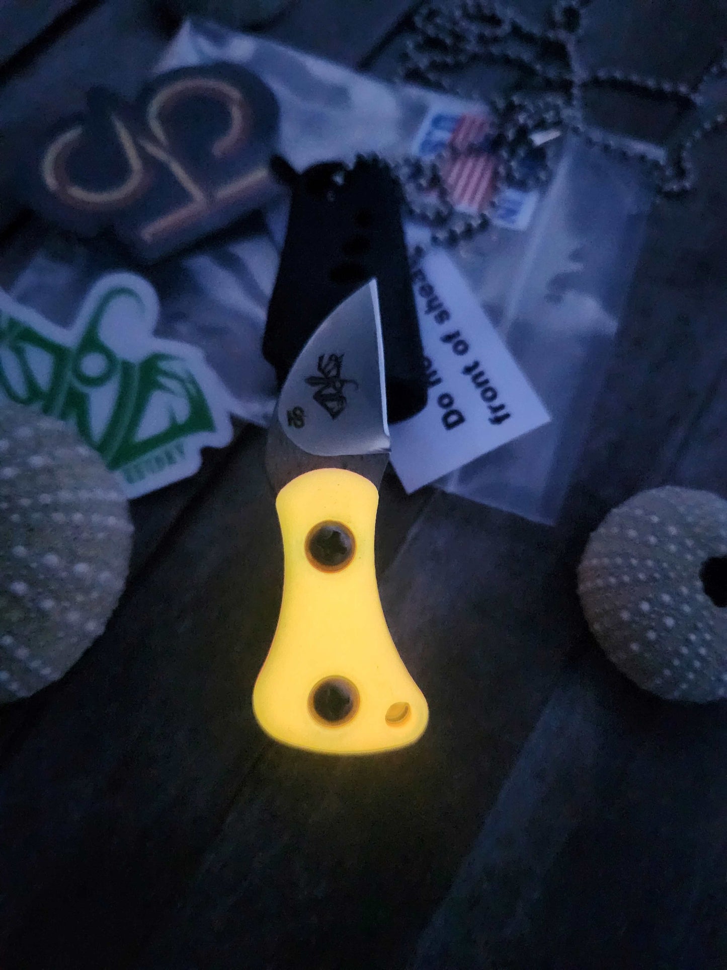 Turner CNC Anchovy - Orange glow handle black sheath