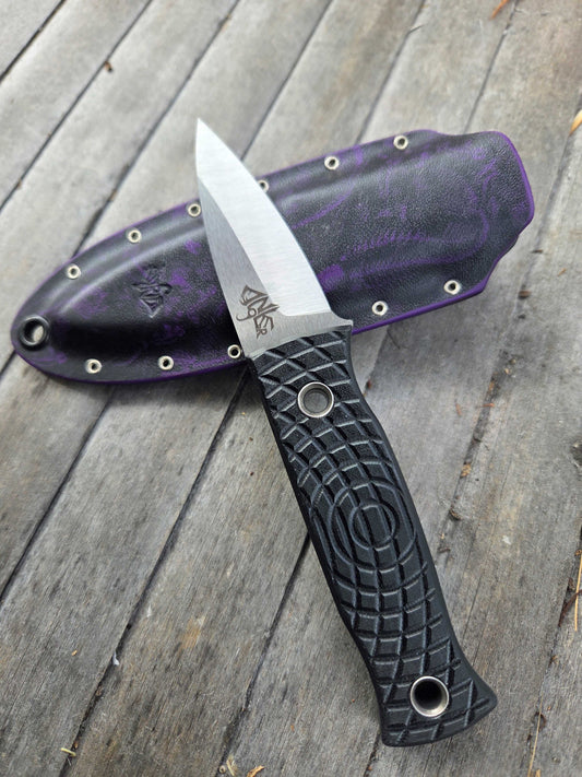 Angler Knives Dorado  - Purple sheath - Textured Black micarta handle